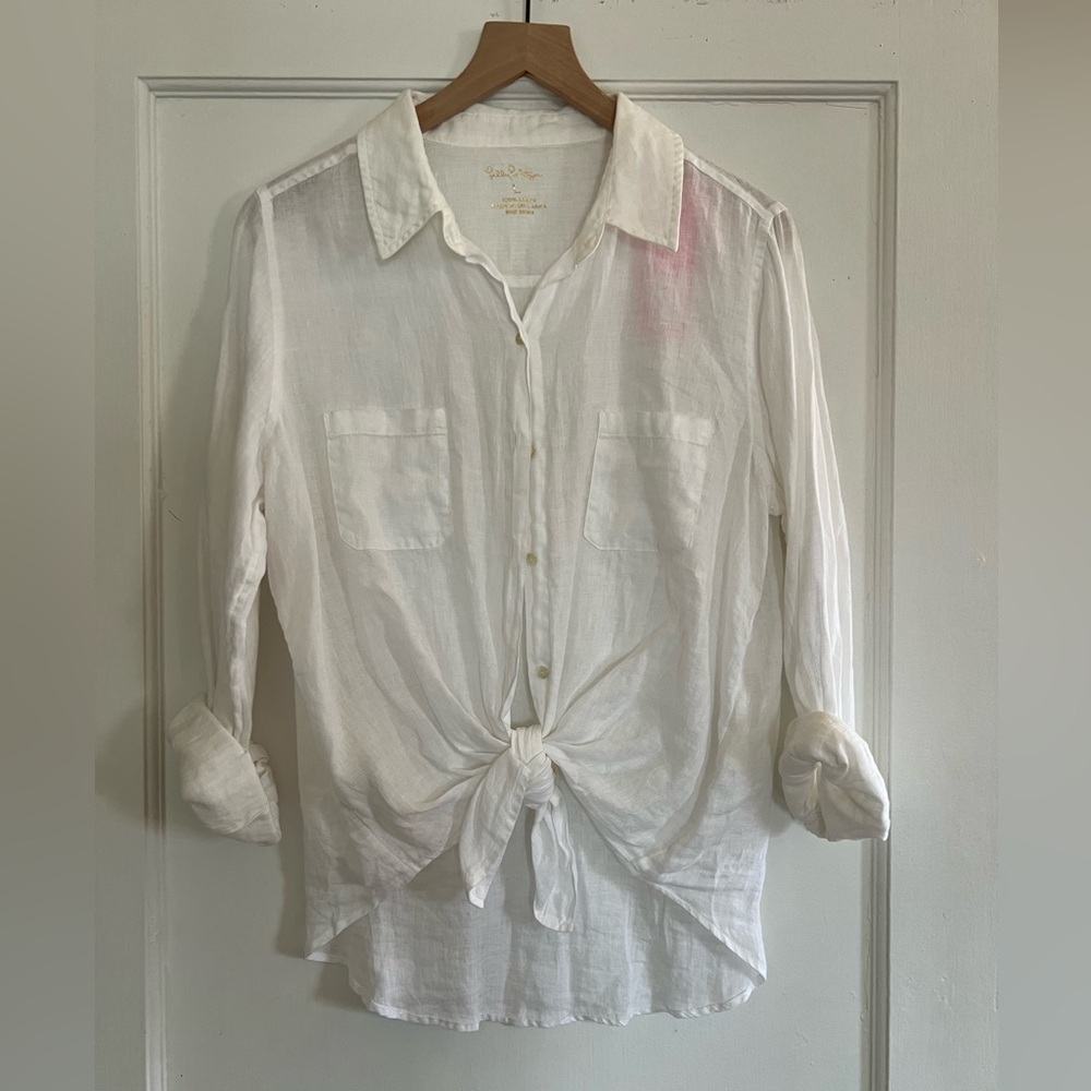 Lilly Pulitzer White Button Down Tie Front Shirt NWT